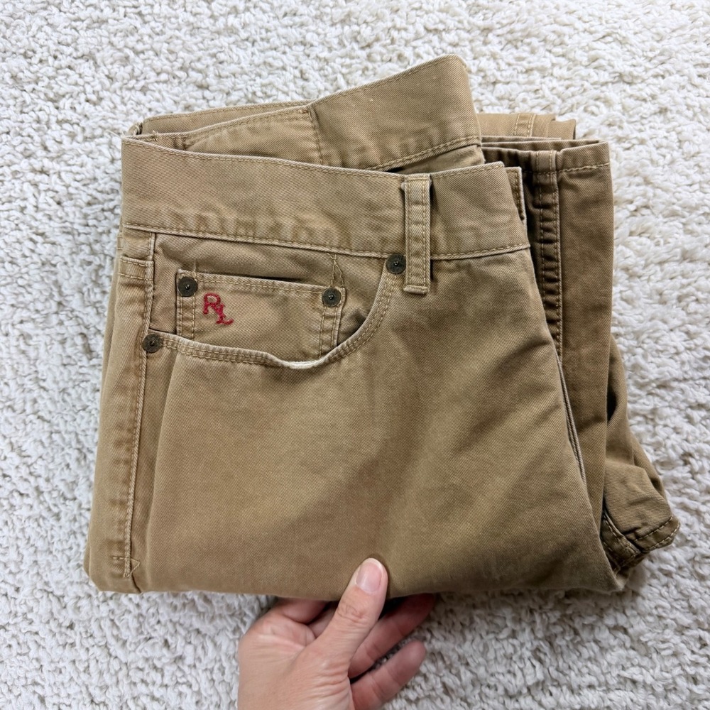 Mens 31x30 Polo Ralph Lauren Pants Cotton Twill Khaki Straight Leg Chino Preppy